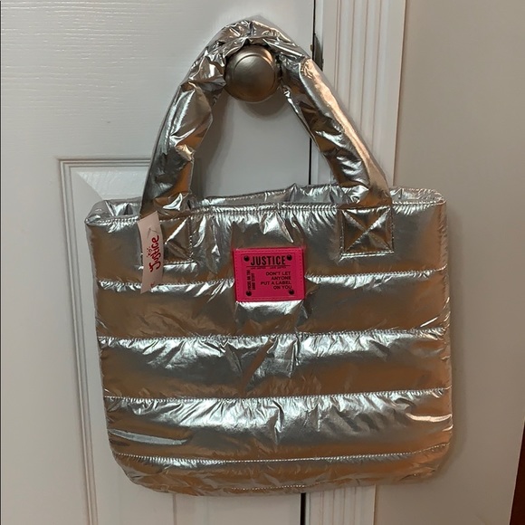 Justice Accessories Nwt Justice Silver Puffer Tote Bag Poshmark